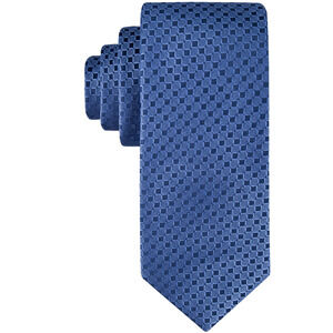 Calvin Klein Men Checkered Geo Print Tie Cobalt